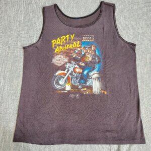 VINTAGE 1987 Harley Davidson 3D Emblem Party Animal Hog Tank Top Shirt